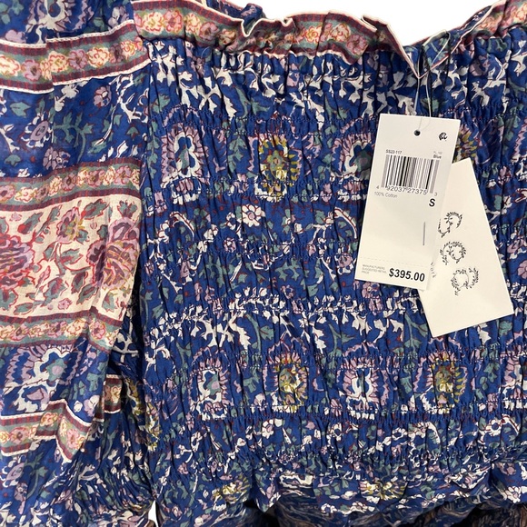 SEA Rosita Border Puff Sleeve Smocked Dress - Blue - NWT - Size Small - Picture 5 of 6